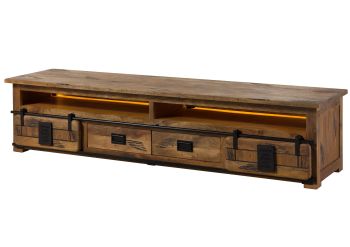 TV-Board Mango / Altholz 220x55x50 natur lackiert RAILWAY LUX #132