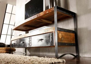 TV-Board Altholz 145x43x60 mehrfarbig lackiert INDUSTRIAL #05