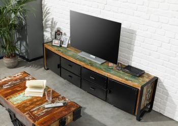 TV-Board Altholz 208x43x55 mehrfarbig lackiert INDUSTRIAL #106
