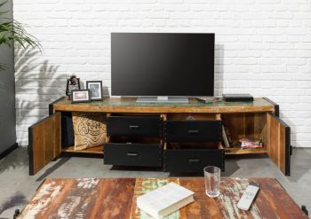 TV-Board Altholz 208x43x55 mehrfarbig lackiert INDUSTRIAL #106