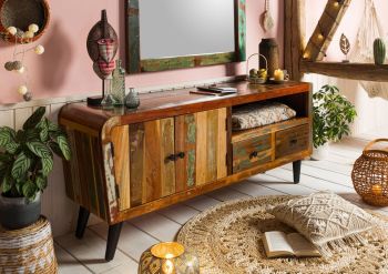 TV-Board Altholz 160x45x70 mehrfarbig lackiert SIXTIES #116