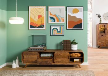 TV-Board Sheesham 173x40x48 hellbraun lackiert MAILAND #126