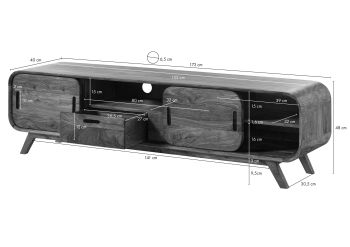 TV-Board Sheesham 173x40x48 hellbraun lackiert MAILAND #126
