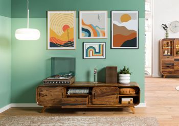TV-Board Sheesham 173x40x48 dunkelbraun lackiert MAILAND #226