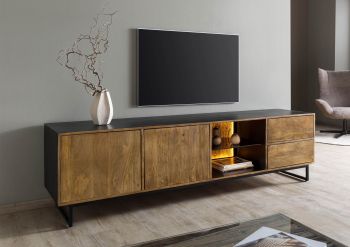 TV-Board Mango / Altholz 220x47x60 schwarz / natur lackiert DAVIS #22