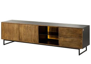 TV-Board Mango / Altholz 220x47x60 schwarz / natur lackiert DAVIS #22
