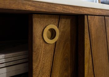 Sideboard Mango 185x45x65 braun geölt / echter Marmor LOS ANGELES #07