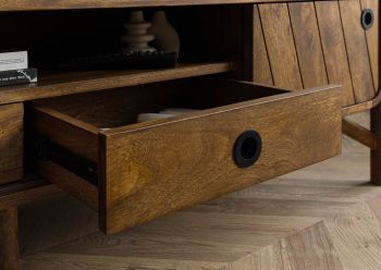 TV-Board Mango 180x45x50 braun geölt / dunkler Granit LOS ANGELES #103