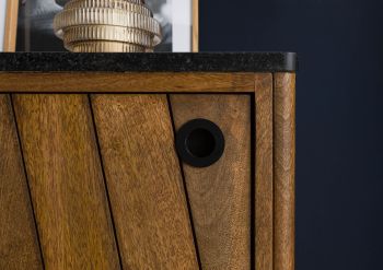 Sideboard Mango 185x45x65 braun geölt / dunkler Granit LOS ANGELES #106