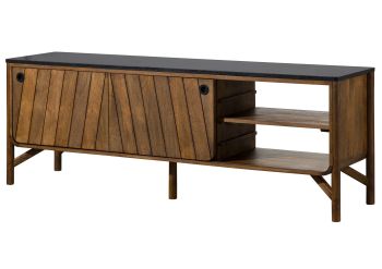 Sideboard Mango 185x45x65 braun geölt / dunkler Granit LOS ANGELES #106
