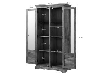 Vitrine Mango 100x45x190 dunkelbraun geölt RODEZ #152