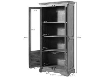 Vitrine Mango 97x45x190 beige geölt TOULOUSE #01