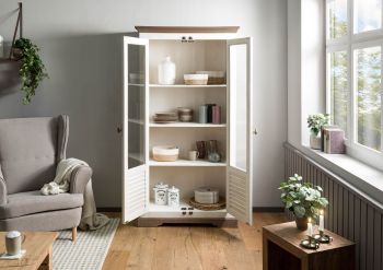 Vitrine Mango 97x45x190 weiß lackiert TOULOUSE #101
