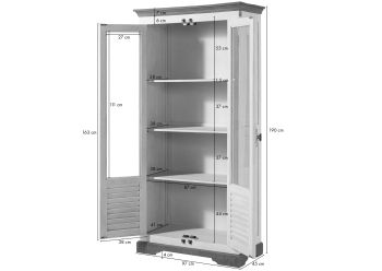 Vitrine Mango 97x45x190 weiß lackiert TOULOUSE #101