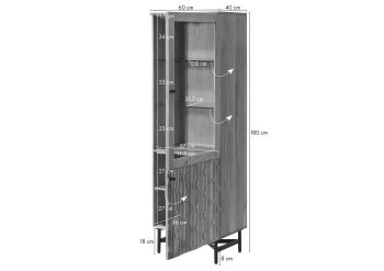 Vitrine Akazie 60x40x180 natur lackiert LONDON #115