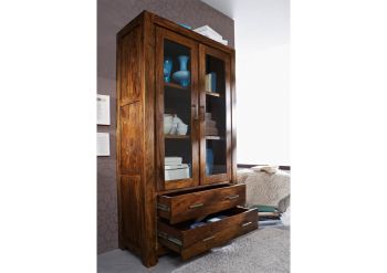 Vitrine Sheesham 100x45x180 life honey lackiert METRO LIFE #101