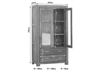 Vitrine Sheesham 100x45x180 life honey lackiert METRO LIFE #101