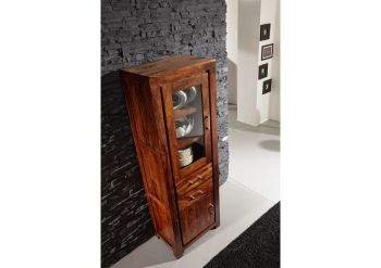 Vitrine Sheesham 60x40x180 life honey lackiert METRO LIFE #106