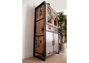 Vitrine Mango 90x50x180 natur bedruckt FACTORY #136