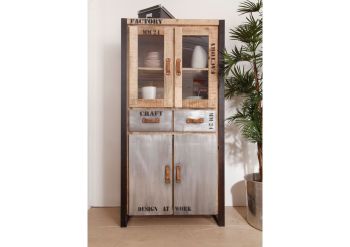 Vitrine Mango 90x50x180 natur bedruckt FACTORY #136