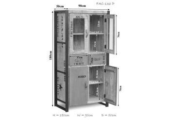 Vitrine Mango 90x50x180 natur bedruckt FACTORY #136