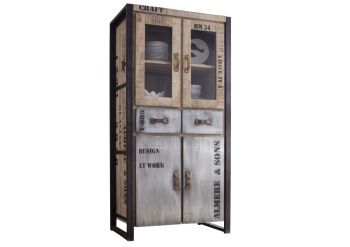 Vitrine Mango 90x50x180 natur bedruckt FACTORY #136