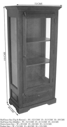 Vitrine Akazie 72x40x155 honig  lackiert OXFORD #0527