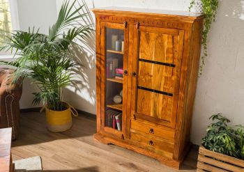Vitrine Akazie 110x45x155 honig  lackiert OXFORD #0425