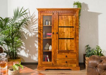 Vitrine Akazie 110x45x155 honig  lackiert OXFORD #0425