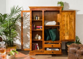 Vitrine Akazie 110x45x155 honig  lackiert OXFORD #0425