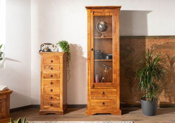 Vitrine Akazie 65x44x191 honig  lackiert OXFORD #0432