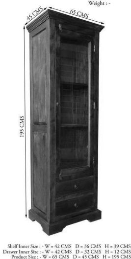 Vitrine Akazie 65x44x191 honig  lackiert OXFORD #0432