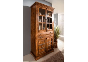 Vitrine Akazie 95x50x195 honig  lackiert OXFORD #0452
