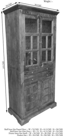 Vitrine Akazie 95x50x195 honig  lackiert OXFORD #0452