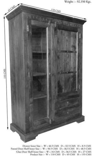 Vitrine Akazie 110x45x155 nougat lackiert OXFORD #425