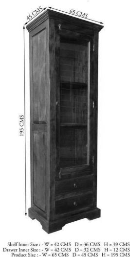 Vitrine Akazie 65x44x191 nougat lackiert OXFORD #432