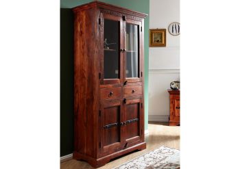 Vitrine Akazie 90x44x180 nougat lackiert OXFORD #1011