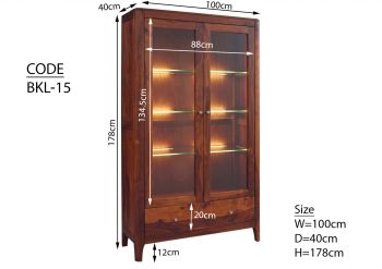 Vitrine Sheesham 100x40x178 walnuss geölt BROOKLYN #27