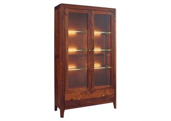 Vitrine Sheesham 100x40x178 walnuss geölt BROOKLYN #27