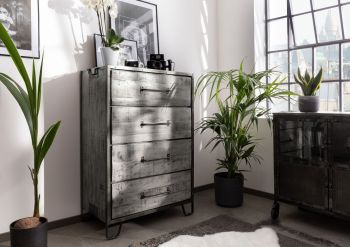 Kommode Mango 81x46x122 grau lackiert HEAVY INDUSTRY #117