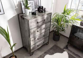 Kommode Mango 81x46x122 grau lackiert HEAVY INDUSTRY #117