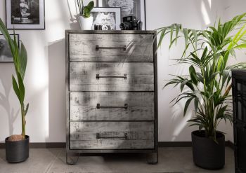 Kommode Mango 81x46x122 grau lackiert HEAVY INDUSTRY #117