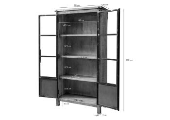 Vitrine Mango  90x40x180 grau lackiert HEAVY INDUSTRY #141