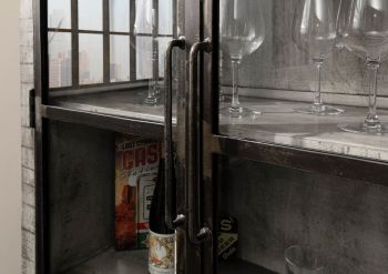 Vitrine Mango  90x40x180 grau lackiert HEAVY INDUSTRY #141