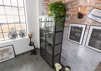 Vitrine Mango 92x40x185 grau lackiert HEAVY INDUSTRY #143