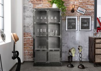 Vitrine Mango 92x40x185 grau lackiert HEAVY INDUSTRY #143