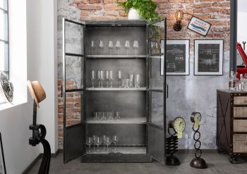 Vitrine Mango 92x40x185 grau lackiert HEAVY INDUSTRY #143