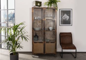 Vitrine Mango 90x40x190 braun lackiert HEAVY INDUSTRY #223