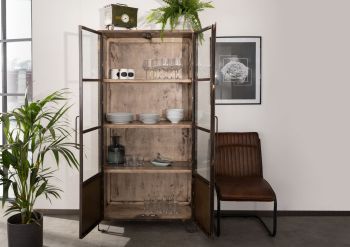 Vitrine Mango 90x40x190 braun lackiert HEAVY INDUSTRY #223