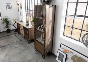 Vitrine Mango 60x40x180 braun lackiert HEAVY INDUSTRY #240
